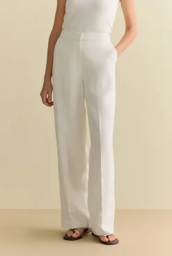 Pants|Co-ord Sets>Trenery Textured Straight Leg Pant White