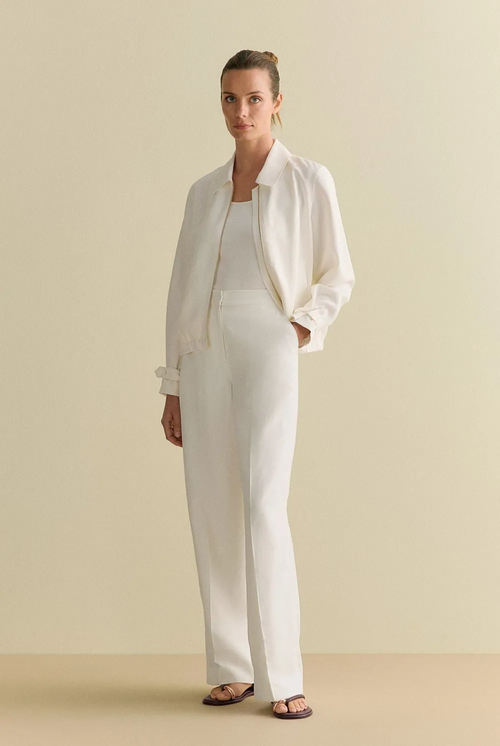 Pants|Co-ord Sets>Trenery Textured Straight Leg Pant White