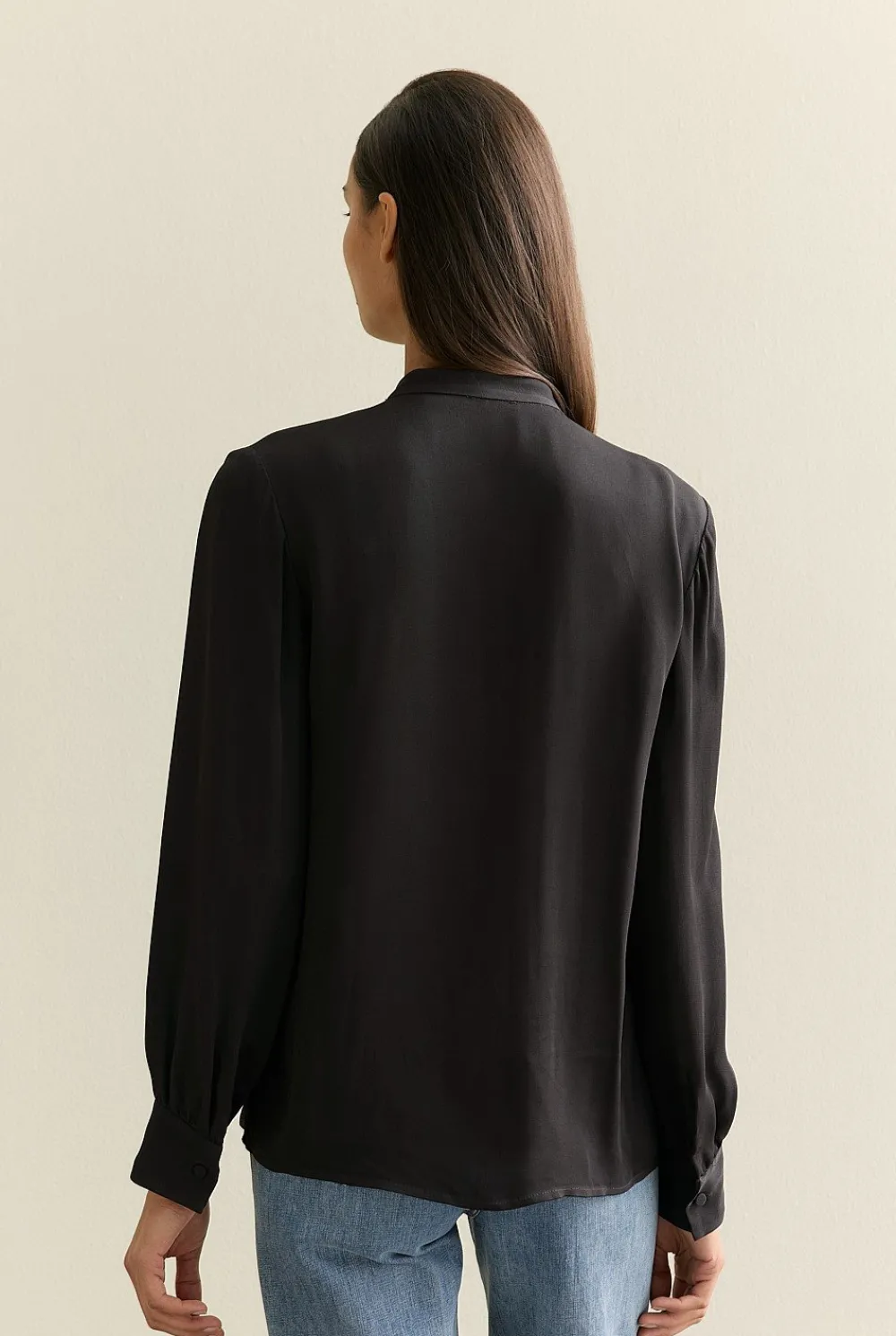 Shirts>Trenery Tuxedo Blouse Black