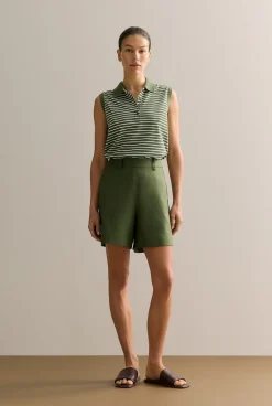 Shorts>Trenery Yarn Dyed Linen Blend Twill Smart Short Ivy