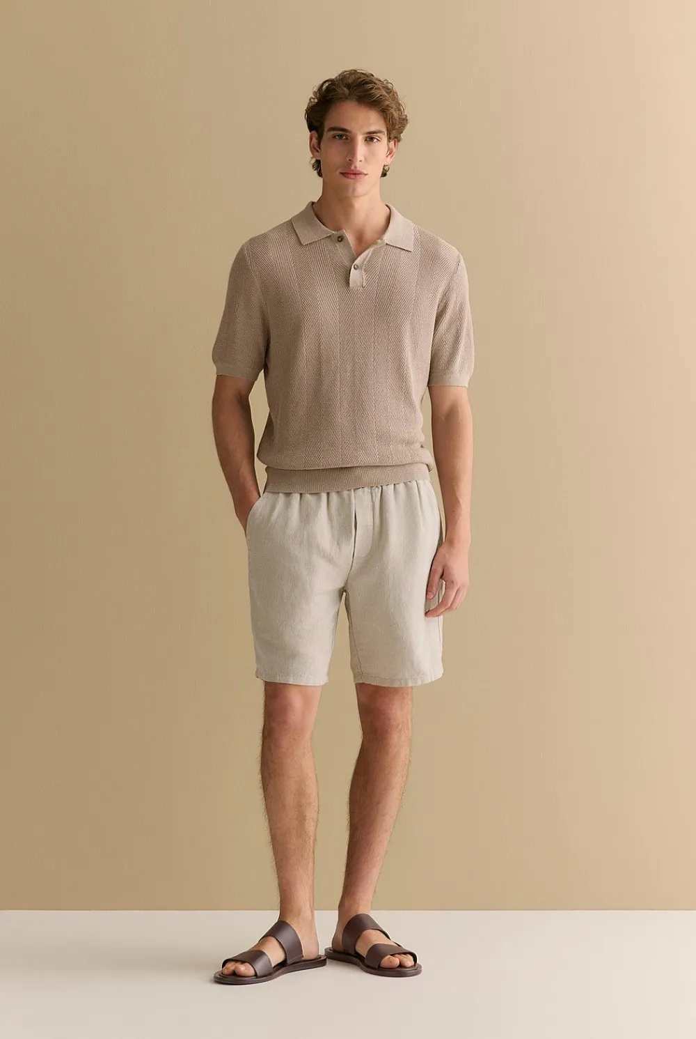 Shorts>Trenery Yarn Dyed Linen Cotton Pull On Short Nutshell