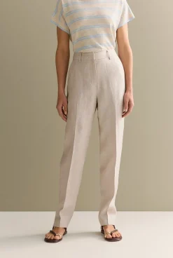 Pants|The Linen Edit>Trenery Yarn Dyed Linen Tapered Trouser Flax
