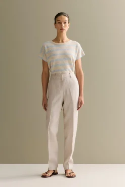 Pants|The Linen Edit>Trenery Yarn Dyed Linen Tapered Trouser Flax