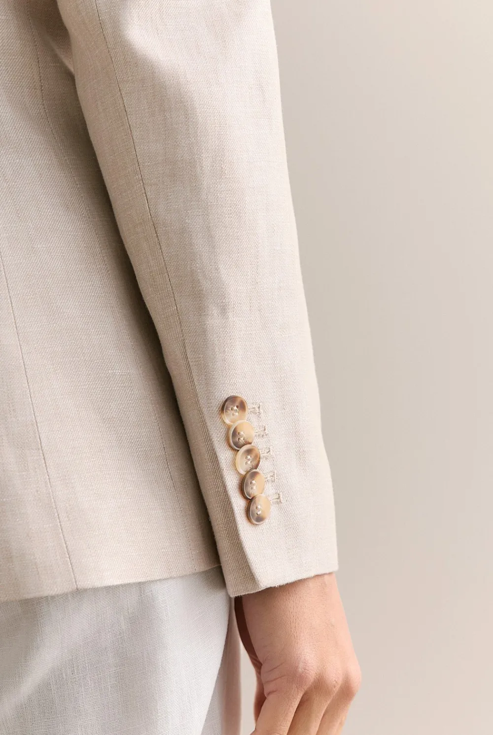 Outerwear|The Linen Edit>Trenery Yarn Dyed Linen Twill Single Breasted Blazer Flax