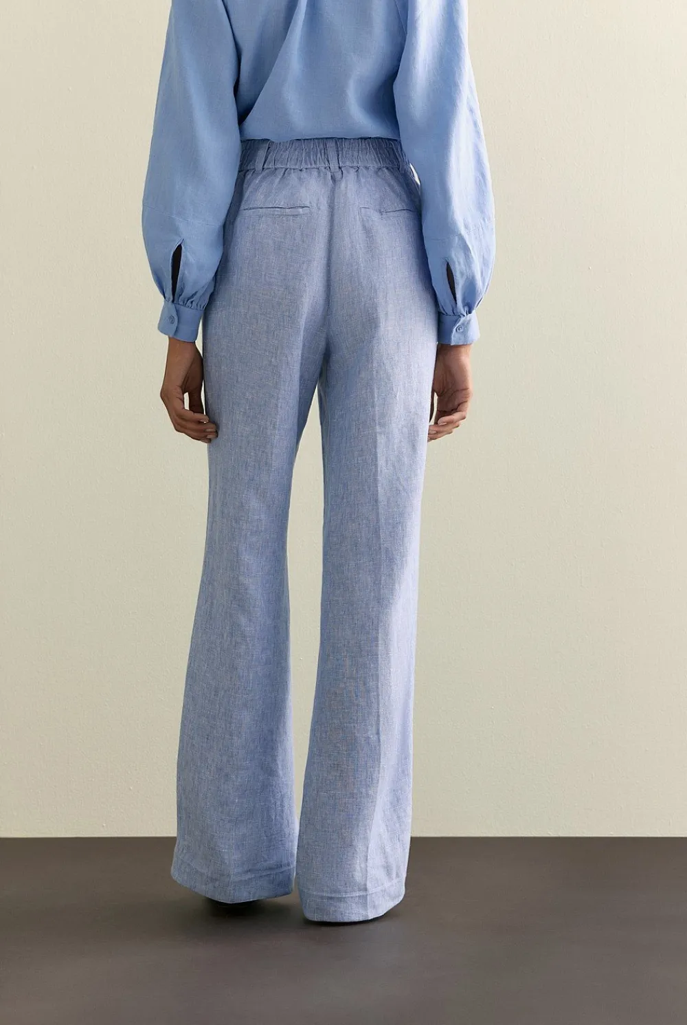 Pants|The Linen Edit>Trenery Yarn Dyed Linen Wide Leg Pant CornflowerBlue