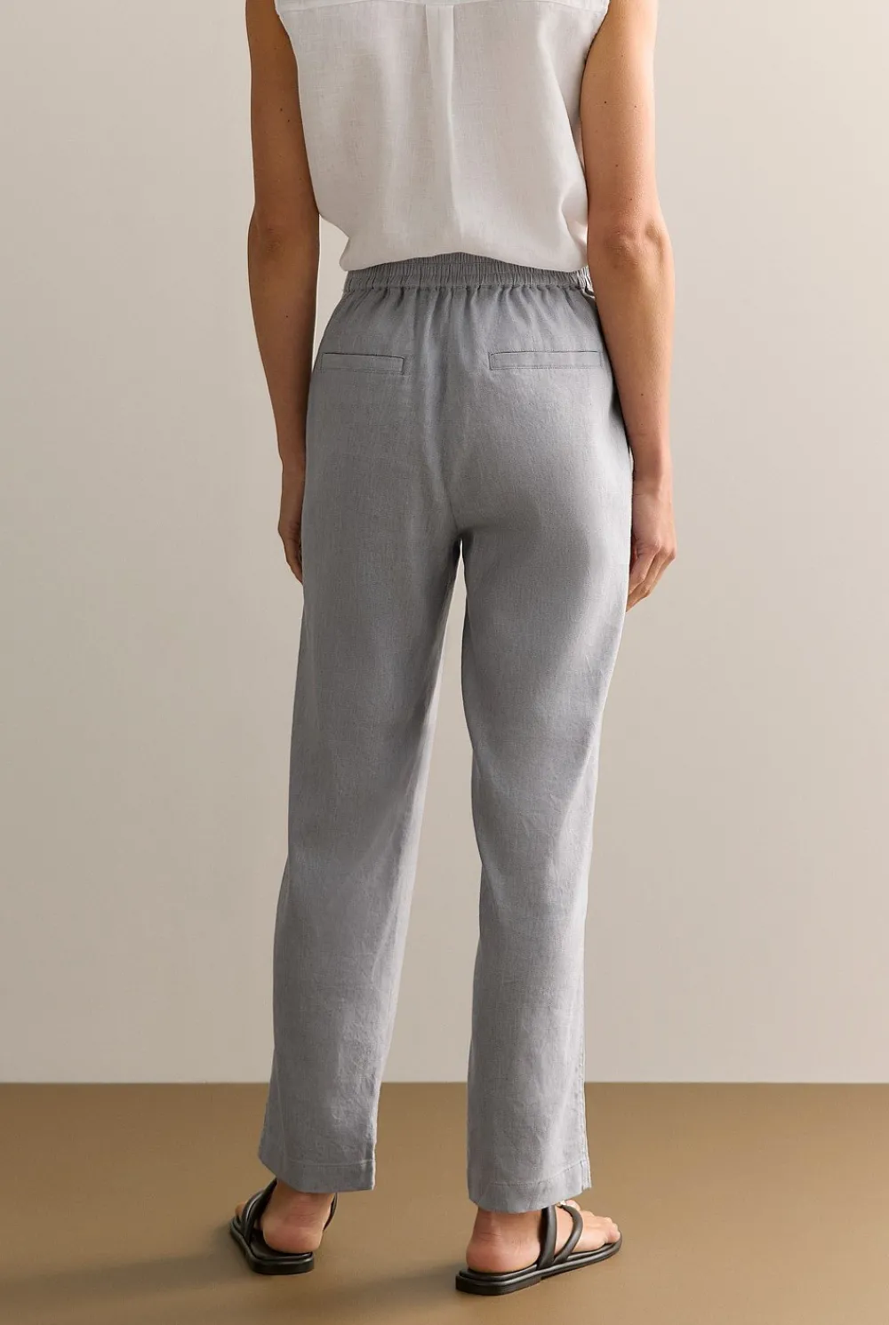 Pants|The Linen Edit>Trenery Yarn Dyed Stretch Linen Blend Pull On Pant LakeGrey