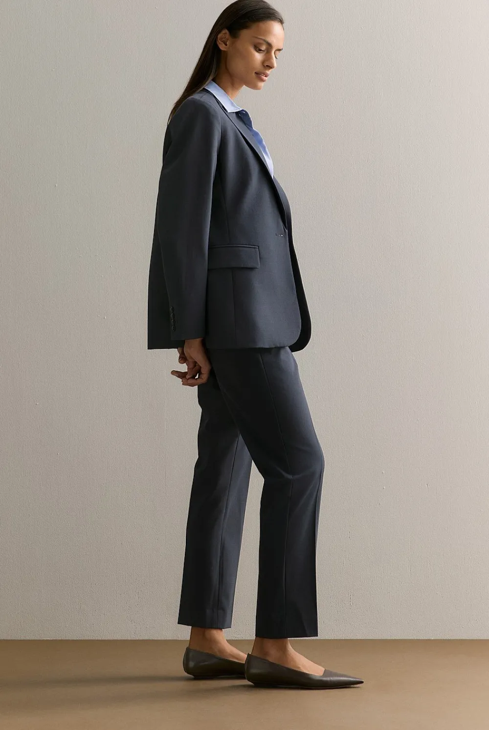 Outerwear>Trenery Yarn Dyed Wool Blend Tailored Blazer NightSky