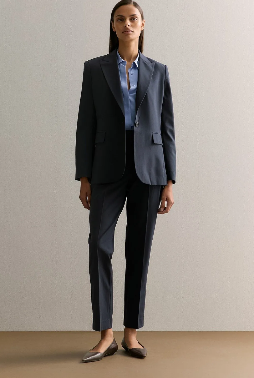 Outerwear>Trenery Yarn Dyed Wool Blend Tailored Blazer NightSky